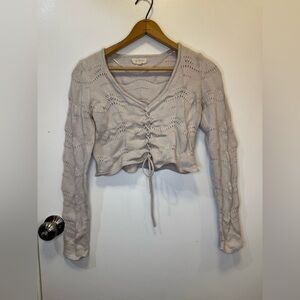 LA Hearts women’s crop cardigan beige knit sweater size small